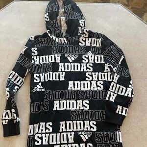 Adidas Black and White Logo Hoodie